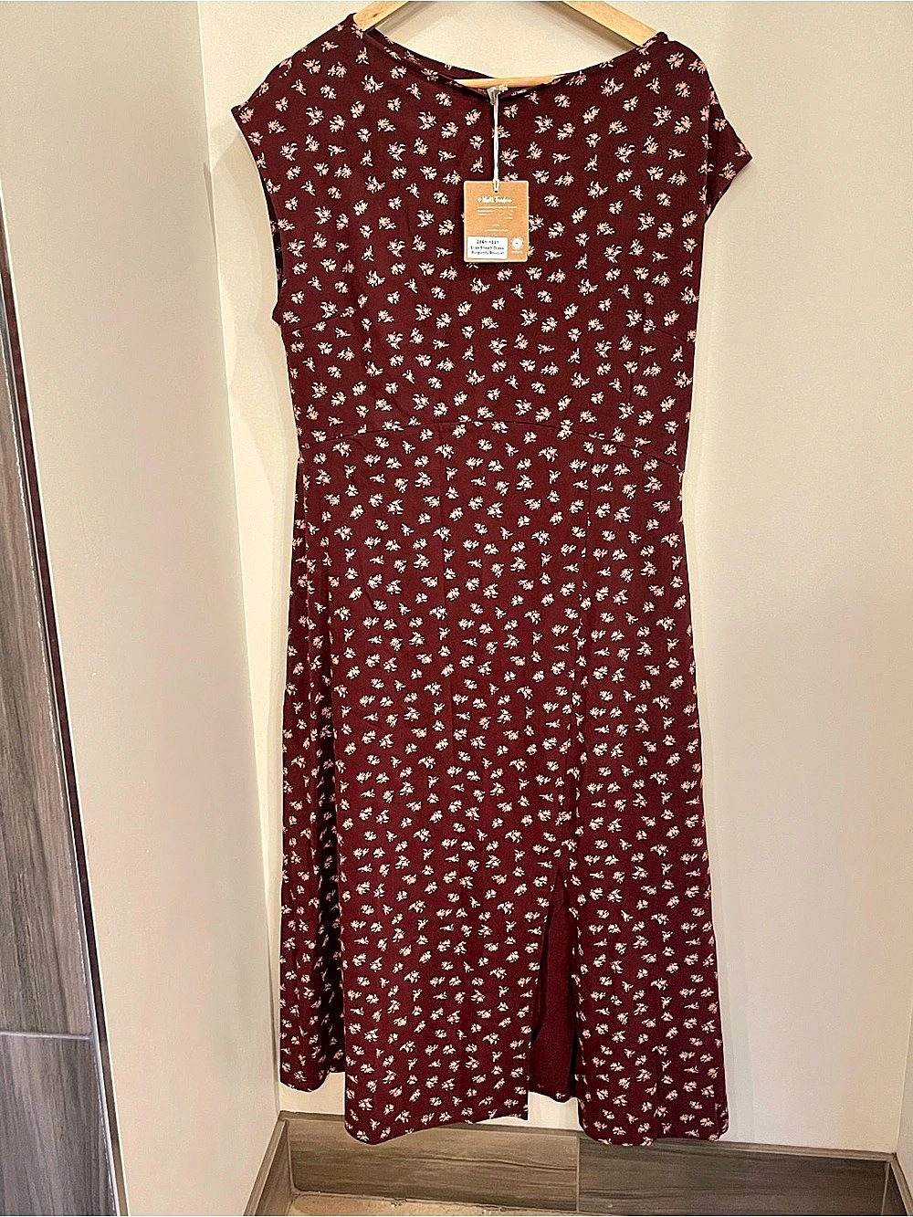 Mata Traders Floral Midi Dress in Burgundy NWT